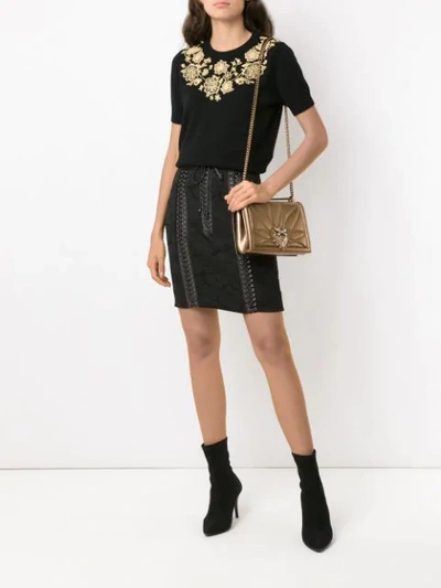 Shop Dolce & Gabbana Corset Style Lace Skirt In Black