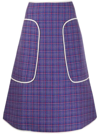 Shop Sofie D'hoore Check-print Midi Skirt In Blue