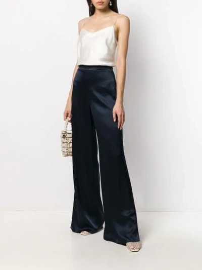 Shop Cushnie Flared Silk Trousers In Blue