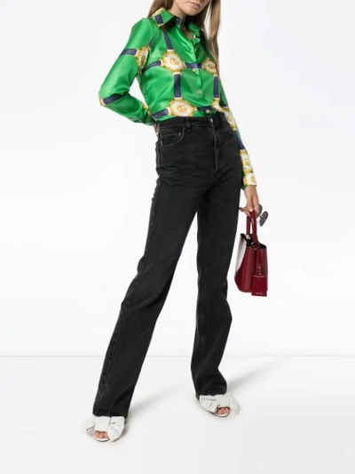 Shop Gucci Harness-print Silk Shirt In Green