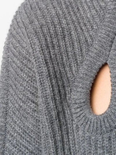 Shop Antonio Berardi Cutout Ribbed Wool Jumper In 030 Grey