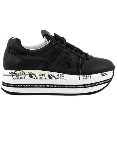 Shop Premiata Beth Sneakers In Black Leather In Nero