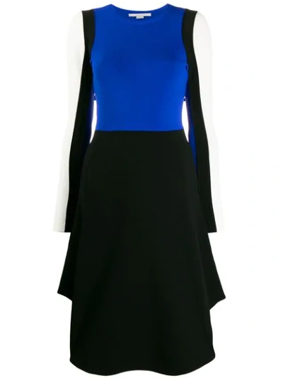 Shop Stella Mccartney Colour-block Long-sleeved Dress In Blue