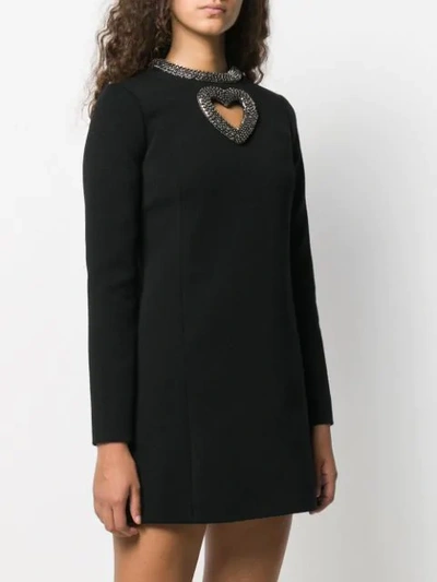 Shop Saint Laurent Embellished Heart Cut-out Mini Dress In Black