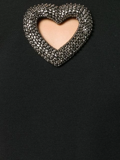 Shop Saint Laurent Embellished Heart Cut-out Mini Dress In Black