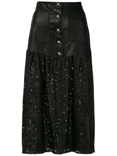 Shop Andrea Bogosian Pix Midi Leather Skirt In Black