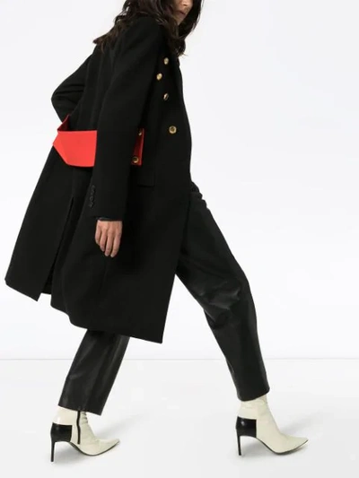 Shop Givenchy Contrast Martingale Button Detail Coat In Black