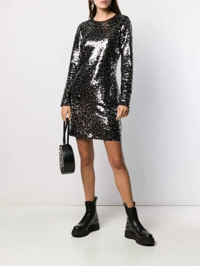 Shop Michael Michael Kors Sequin Embroidered Party Dress In Silver