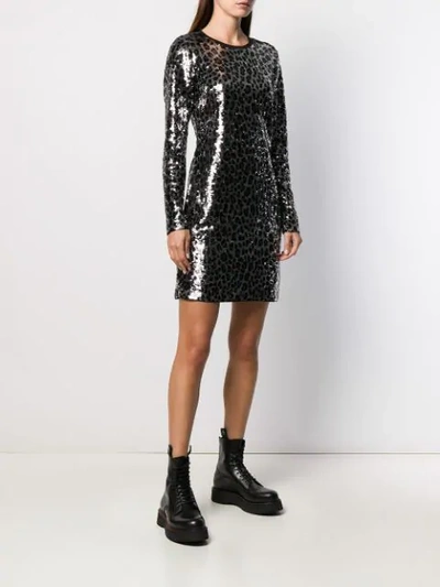 Shop Michael Michael Kors Sequin Embroidered Party Dress In Silver