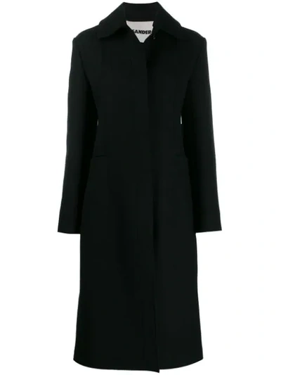 Shop Jil Sander Long Fitted Coat In Black