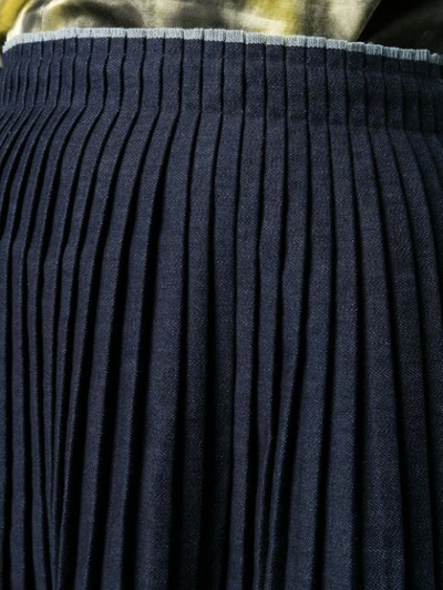 Shop Mm6 Maison Margiela Long Pleated Knitted Skirt In Blue