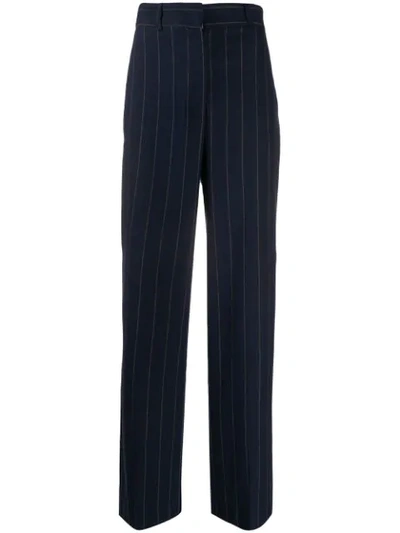 Shop Alessia Santi Flared Striped Trousers In Blue