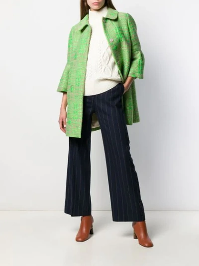 Shop Alessia Santi Flared Striped Trousers In Blue