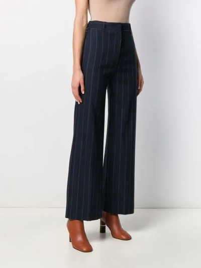 Shop Alessia Santi Flared Striped Trousers In Blue
