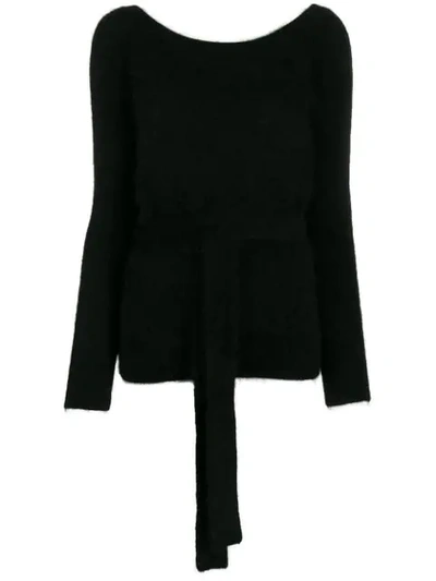 Shop Semicouture Waist-tied Jumper In Black