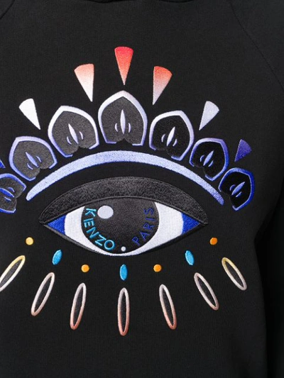 Shop Kenzo Eye-embroidered Hoodie In Black