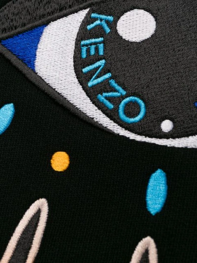 Shop Kenzo Eye-embroidered Hoodie In Black