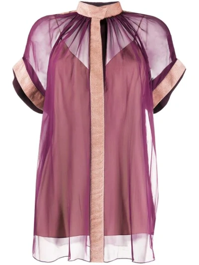 Shop Maison Rabih Kayrouz Loose-fit Sheer Blouse In Purple