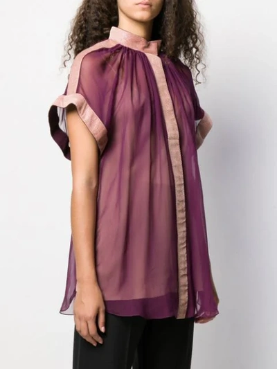 Shop Maison Rabih Kayrouz Loose-fit Sheer Blouse In Purple