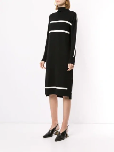 Shop Loveless Striped Knit Dress In Black