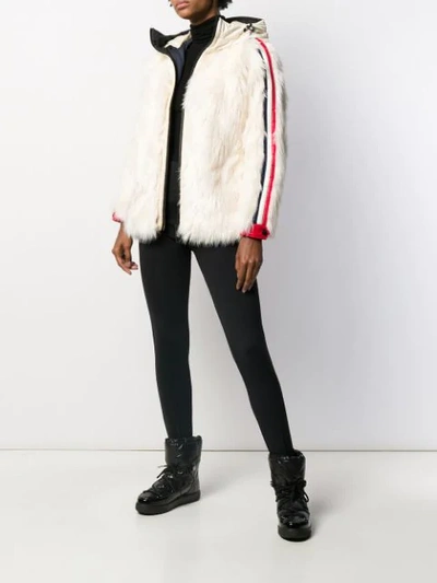 Shop Moncler Faux-fur Zipped Jacket In White