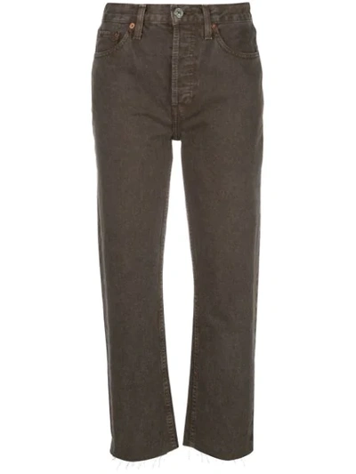 Shop Re/done High Rise Pipe Jeans In Grey