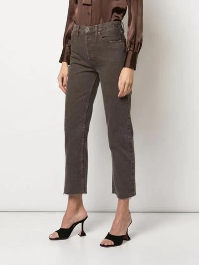 Shop Re/done High Rise Pipe Jeans In Grey