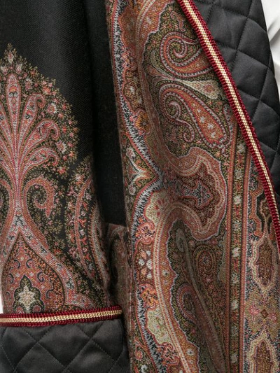 Shop Etro Jacquard Belted Coat In Black