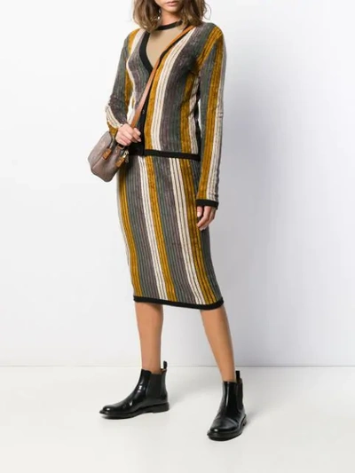 Shop Antonio Marras Striped V-neck Cardigan In Grey