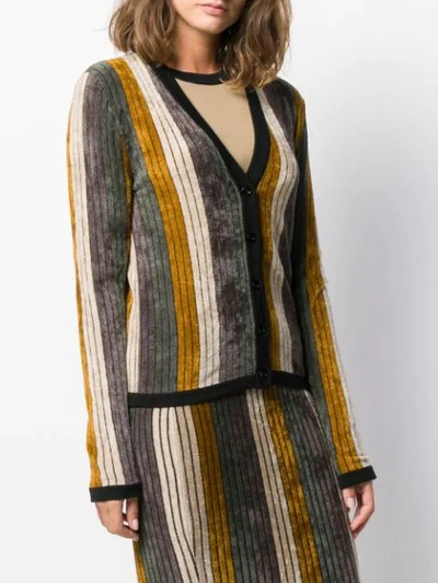 Shop Antonio Marras Striped V-neck Cardigan In Grey