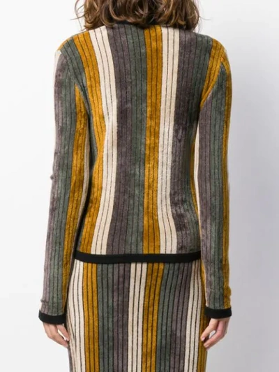 Shop Antonio Marras Striped V-neck Cardigan In Grey