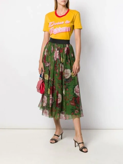 Shop Dolce & Gabbana Floral Print Midi Skirt In Hv82a