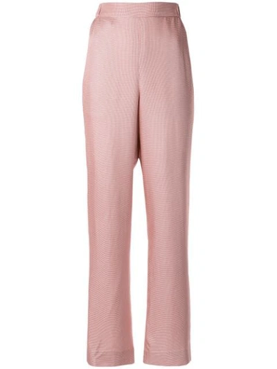 Shop Bouguessa Houndstooth Print Wide Leg Trousers In Pink