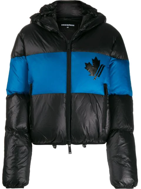 Dsquared2 Cropped Puffer Jacket In Black ,blue | ModeSens