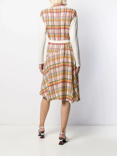 Shop Loewe Checked Belted Dress In White