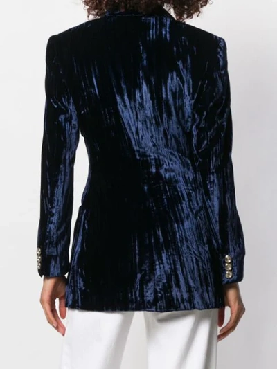 Pre-owned Dolce & Gabbana 1990's Ribbed Velvet Doublebreasted Jacket In Blue