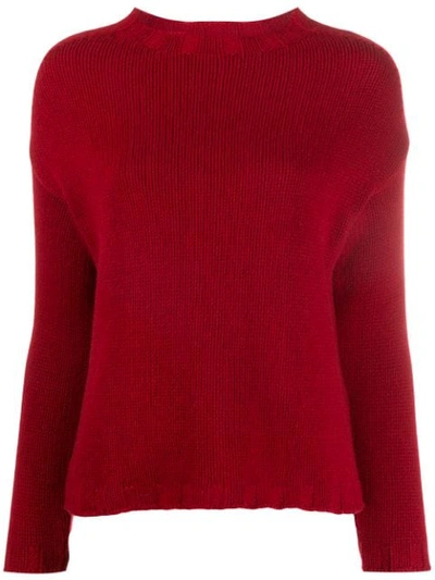 Shop Aragona Long-sleeve Fitted Sweater In 160 Rosso