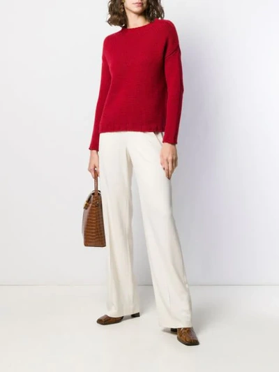 Shop Aragona Long-sleeve Fitted Sweater In 160 Rosso