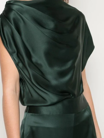 Shop Michelle Mason Asymmetric Drape Jumpsuit In Green