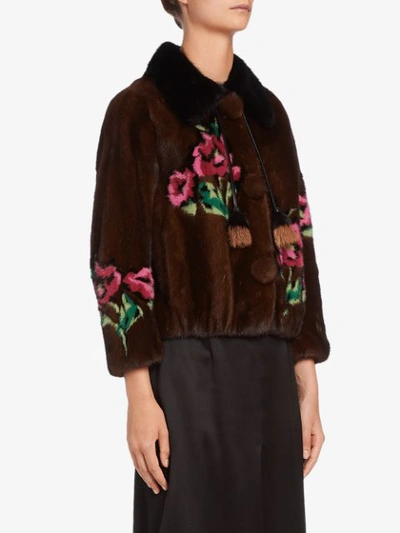 Shop Prada Mink Jacket In Brown