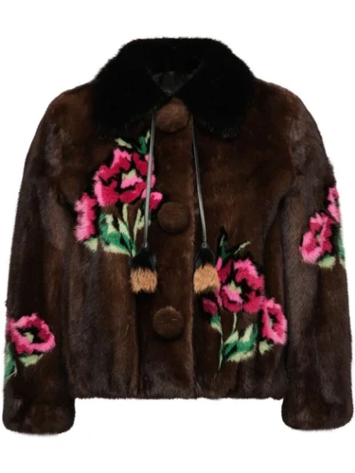 Shop Prada Mink Jacket In Brown