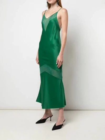 Shop Marina Moscone Panelled Lace Slip Dress In Jade