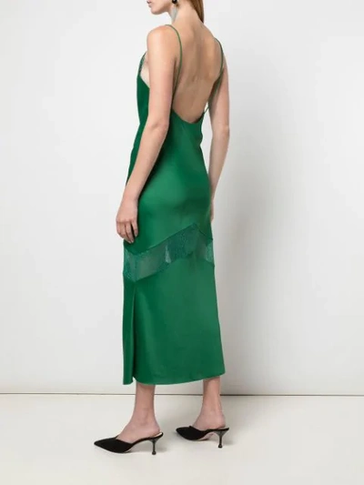 Shop Marina Moscone Panelled Lace Slip Dress In Jade