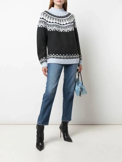Shop Autumn Cashmere Relaxed-fit Fair Isle Knit Jumper In Grey