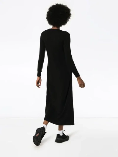 Shop Y-3 3-stripe Tech Knit Midi Dress In Black