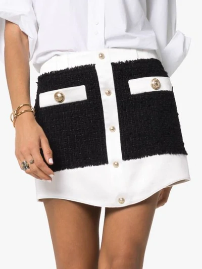 Shop Balmain Panel Mini Skirt In Black