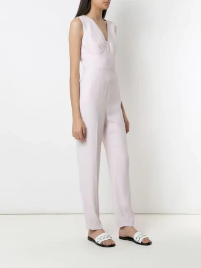 Shop Reinaldo Lourenço Side Pockets Straight Jumpsuit In Pink