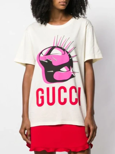 Shop Gucci Manifesto Oversized T-shirt - Neutrals