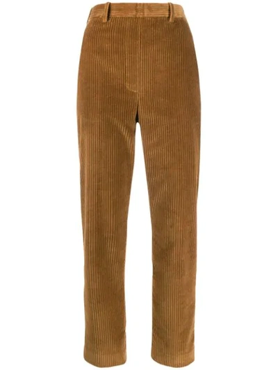Shop Neil Barrett Corduroy Effect High-waist Trousers In Brown