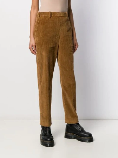 Shop Neil Barrett Corduroy Effect High-waist Trousers In Brown